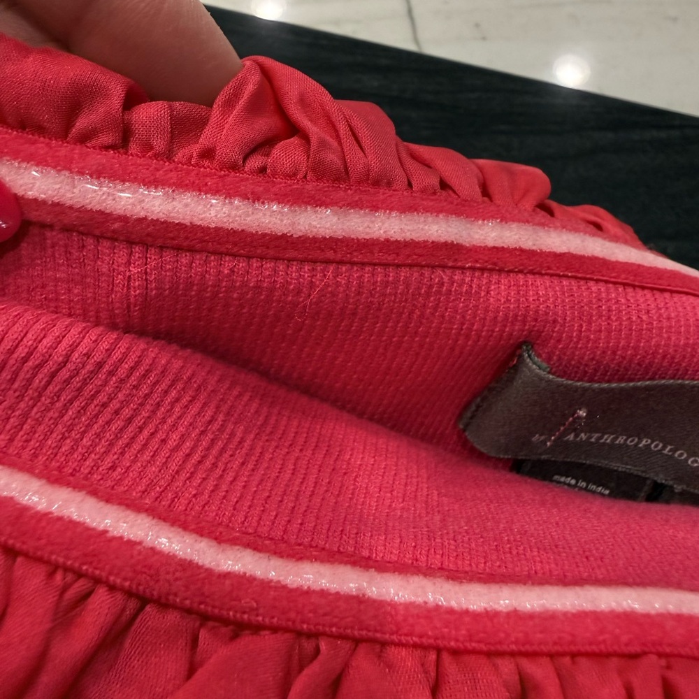 Anthropologie Off-Shoulder Ruffle Top in Vibrant Dark Pink Color - Picture 4 of 8